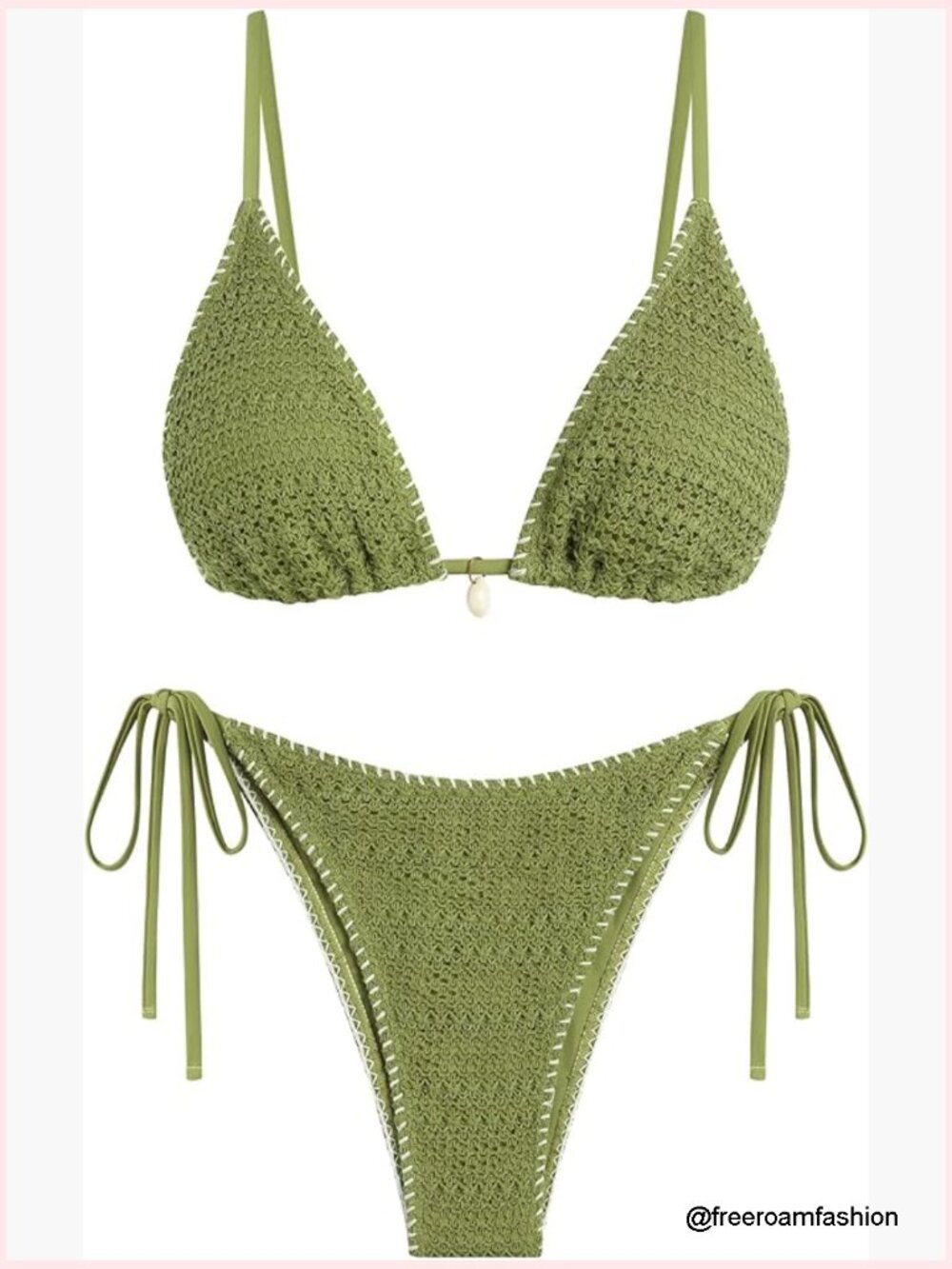 Crochet String Cheeky Triangle Bikini Set 2 Piece Bathing Suits